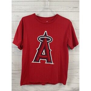 Majestic Los Angeles Angels Shirt  Size M Red MLB Baseball Anaheim Crewneck Tee